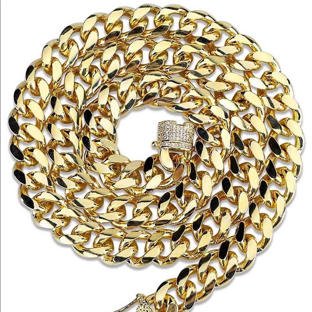 10MM 14K Gold Plated Miami Cuban Link Chain